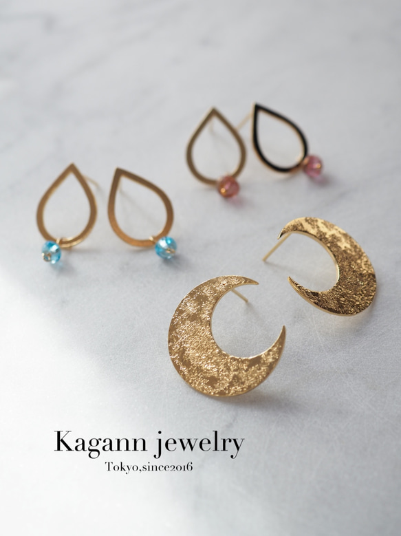 ＊再販＊【受注製作】Crescent pierce 〈silver 925/ゴールドカラー/K18GP〉 5枚目の画像