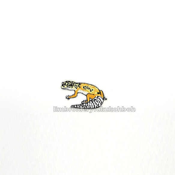 ヒョウモントカゲモドキ　レオパ　刺繍ワッペン　爬虫類　トカゲ 1枚目の画像