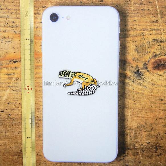 ヒョウモントカゲモドキ　レオパ　刺繍ワッペン　爬虫類　トカゲ 4枚目の画像