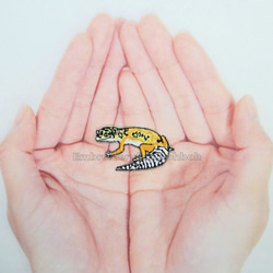 ヒョウモントカゲモドキ　レオパ　刺繍ワッペン　爬虫類　トカゲ 6枚目の画像