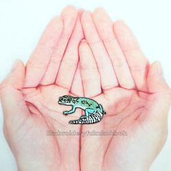 ヒョウモントカゲモドキ　レオパ　刺繍ワッペン　爬虫類　トカゲ 7枚目の画像