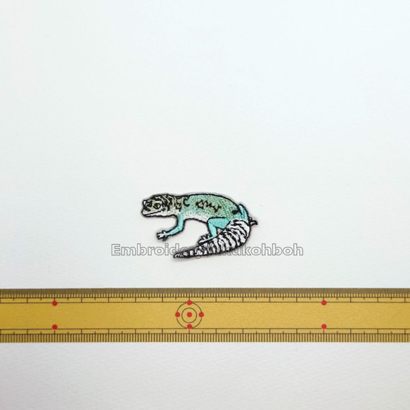 ヒョウモントカゲモドキ　レオパ　刺繍ワッペン　爬虫類　トカゲ 9枚目の画像