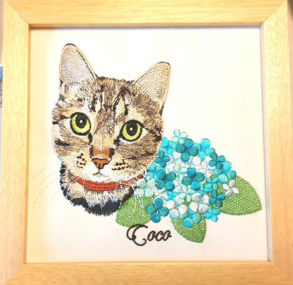 order embroidery art うちの子を刺繍に　1頭　オーダー刺繍　ペット　肖像 1枚目の画像