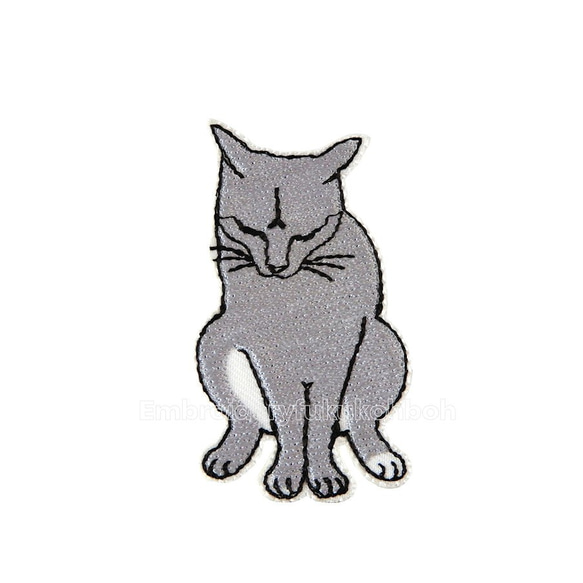 トイレ中の猫　ロシアンブルー風ワッペン 7枚目の画像