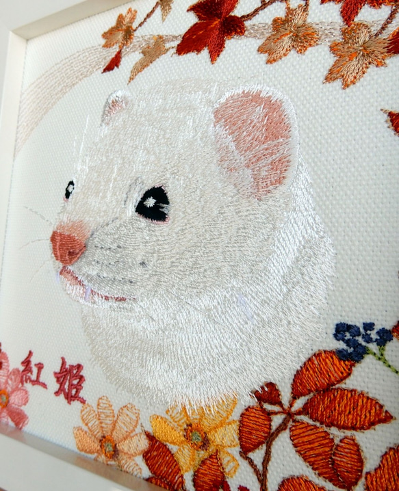 order embroidery art うちの子を刺繍に フェレットの喜助さんと紅姫さん 6枚目の画像