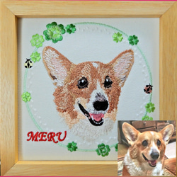 order embroidery art うちの子を刺繍に コーギーのMERUさん 1枚目の画像