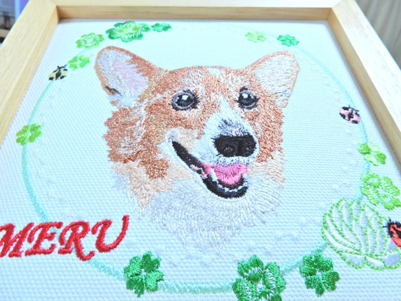 order embroidery art うちの子を刺繍に コーギーのMERUさん 3枚目の画像
