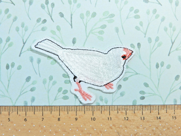 てのり文鳥　刺繍ワッペン 5枚目の画像