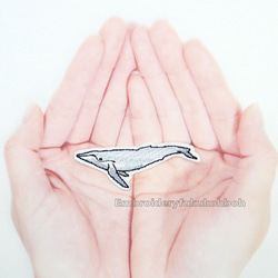 シロナガスクジラ　刺繍ワッペン 3枚目の画像