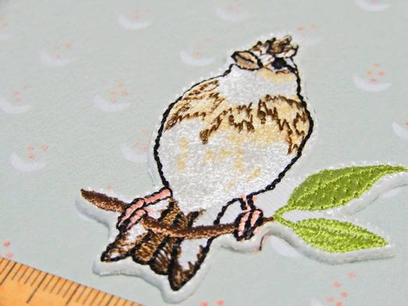 ヒバリの正面　刺繍ワッペン　野鳥　雲雀 7枚目の画像