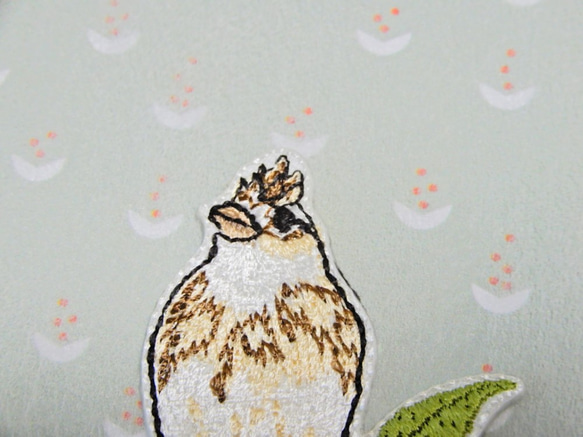 ヒバリの正面　刺繍ワッペン　野鳥　雲雀 8枚目の画像