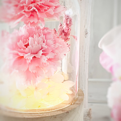 【再販】ガラスポットのピンクカーネーション　紫陽花を敷き詰めて　母の日に　インテリアに　　贈り物に　感謝を込めて 4枚目の画像
