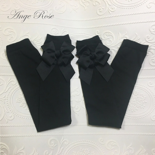 大人可愛いリボンUVアームカバー(ブラック) 60cmロングタイプ