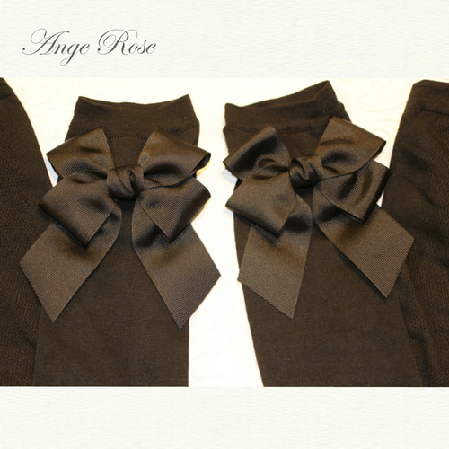 大人可愛いリボンUVアームカバー(ブラック) 60cmロングタイプ