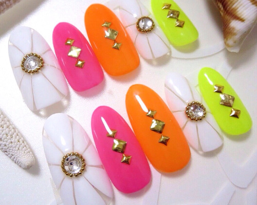 ネイルチップ♡派手カワ夏ネイル♡ ネイルチップ（つけ爪） Moe*Nail