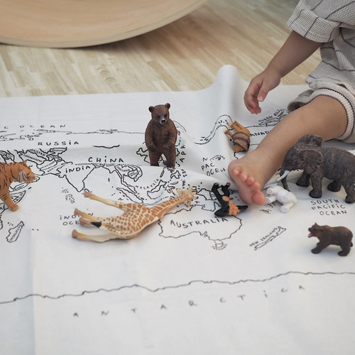 タペストリーBig〉World Map コットンリネン | 子ども部屋