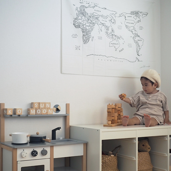〈タペストリーBig〉World Map コットンリネン | 子ども部屋 | インテリア | 世界地図 | 地図 7枚目の画像