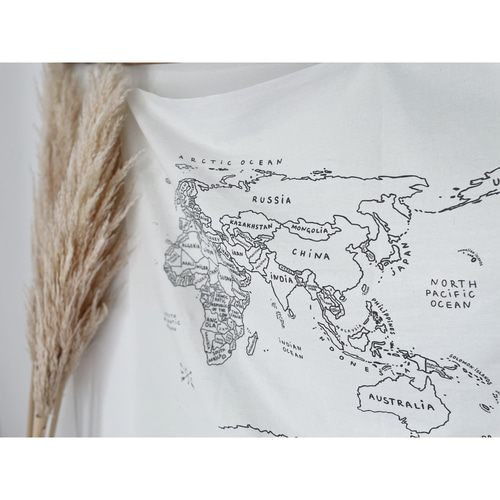 タペストリーBig〉World Map コットンリネン | 子ども部屋