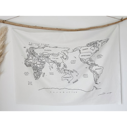 〈タペストリーBig〉World Map コットンリネン | 子ども部屋 | インテリア | 世界地図 | 地図 10枚目の画像