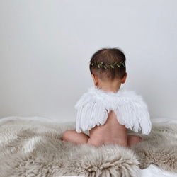 ［ angel 's wing ］天使の羽＆ヘアバンドset | ニューボーンフォト | ハーフバースデー | 新生児 1枚目の画像