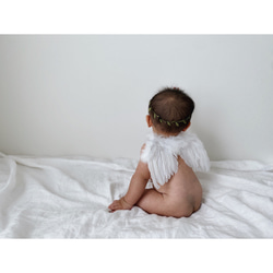 ［ angel 's wing ］天使の羽＆ヘアバンドset | ニューボーンフォト | ハーフバースデー | 新生児 3枚目の画像