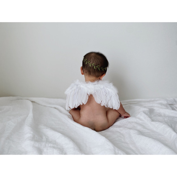［ angel 's wing ］天使の羽＆ヘアバンドset | ニューボーンフォト | ハーフバースデー | 新生児 4枚目の画像