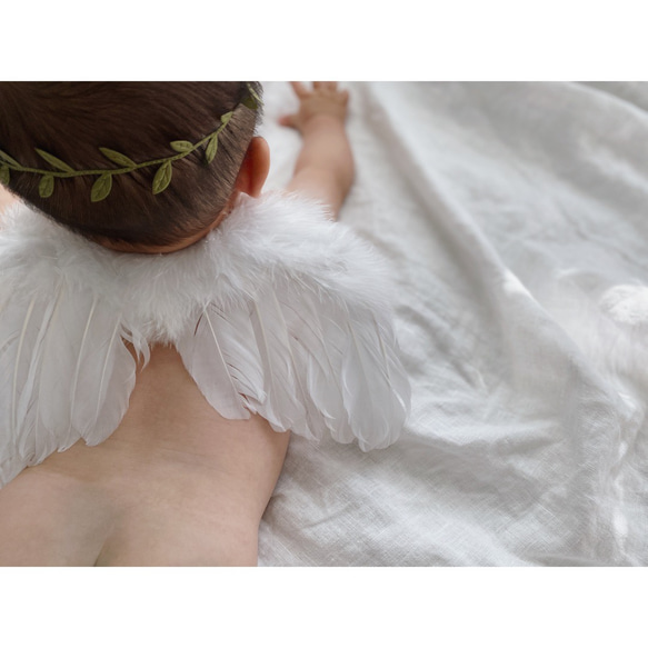 ［ angel 's wing ］天使の羽＆ヘアバンドset | ニューボーンフォト | ハーフバースデー | 新生児 5枚目の画像