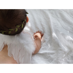 ［ angel 's wing ］天使の羽＆ヘアバンドset | ニューボーンフォト | ハーフバースデー | 新生児 6枚目の画像