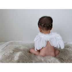 ［ angel 's wing ］天使の羽＆ヘアバンドset | ニューボーンフォト | ハーフバースデー | 新生児 7枚目の画像