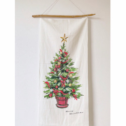 【11月中旬発送】〈ツリータペストリーlong〉コットンリネン | クリスマスツリー | クリスマス 4枚目の画像