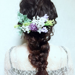 【15点WEDDINGヘアードパーツ】ナチュラルな雰囲気のプリザーブドヘッドドレス 1枚目の画像