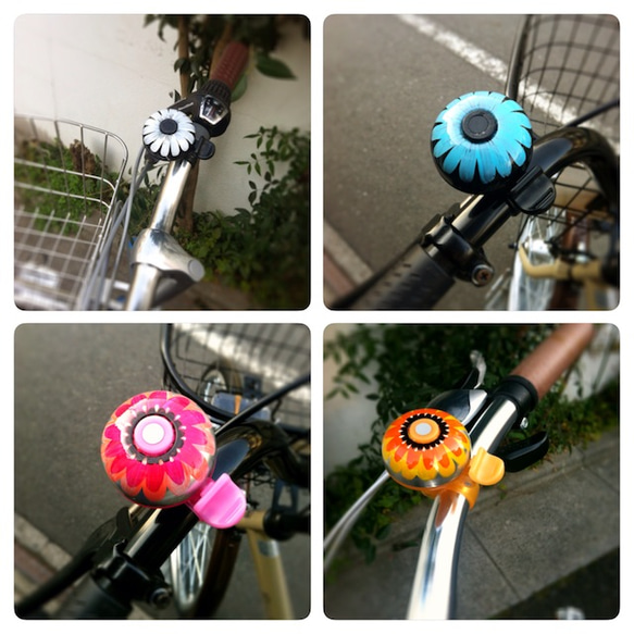 かわいい☆おしゃれな自転車ベル NLS01　猫と葉っぱ 3枚目の画像