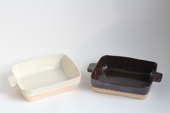 耐熱陶器　グラタン皿　ブラウン（2人用） 6枚目の画像