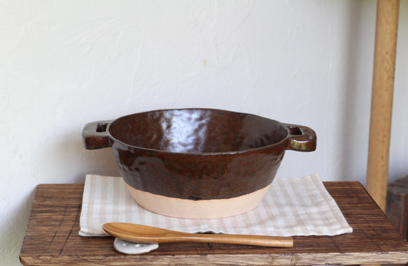 耐熱陶器　一人鍋　ブラウン　（数量限定生産） 1枚目の画像