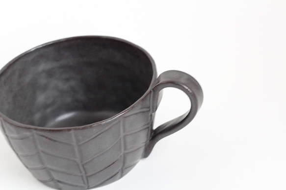 【ヘリンボーンスープカップ】　ブラック（受注生産） 3枚目の画像