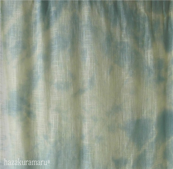 草木染　よもぎと藍で染めた木綿のストール 2枚目の画像