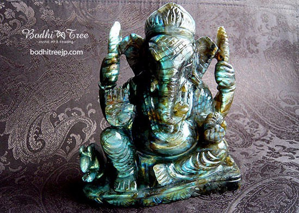 [Ganesha] 拉長石雕刻（雕像）特大雕塑擺件 第1張的照片