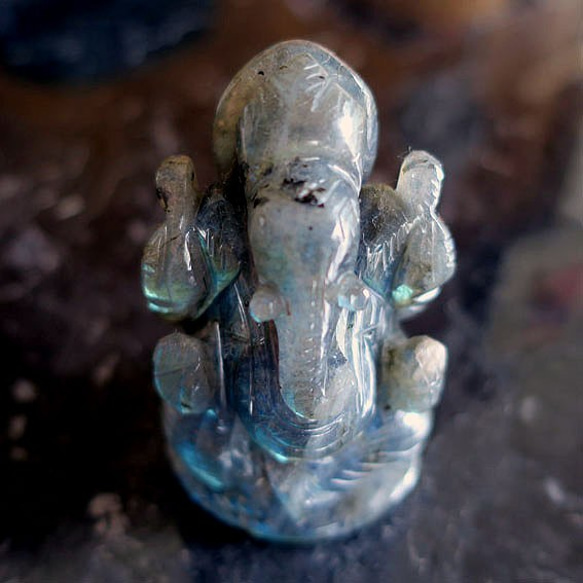 [免運費] Ganesha Carving (Statue) Labradorite-a 第1張的照片