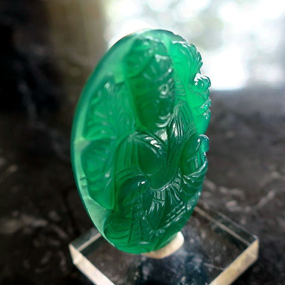 [免運費] Lakshmi 雕刻散裝（綠縞瑪瑙） 第2張的照片