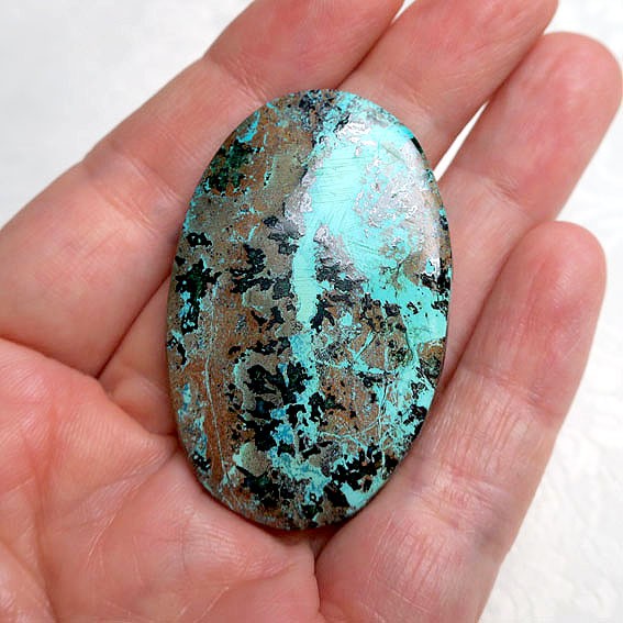 アズライトクリソコラ 天然石 ルース ブルー【大きめ】オーバル 46mm ハンドメイド素材