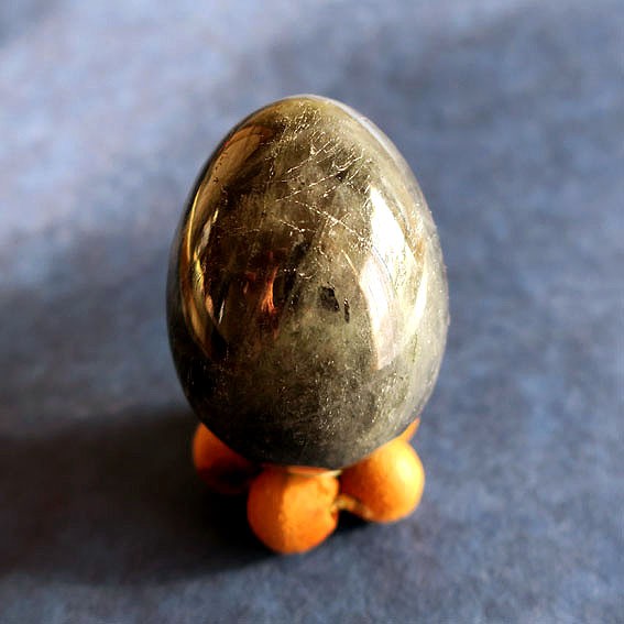 ラブラドライト キャッツアイ【猫目石】エッグ 天然石置物 希少石 レアストーン コレクション