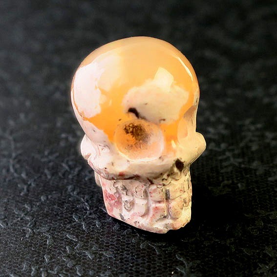 メキシコ産 カンテラオパール【ファイヤーオパール】スカル 骸骨 天然石 カービング 立体 アート 18.50ct