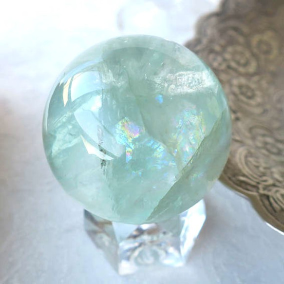 kdashさま専用美！ブルーグリーン　フローライトスフィア 天然石置物　C209 kdashさま専用美！ブルーグリーン フローライトスフィア 天然石置物