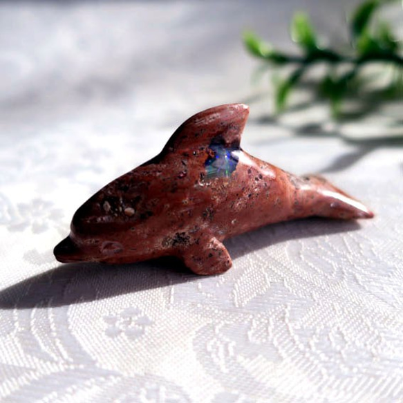 火【蛋白石】海豚 海豚雕刻雕塑雕像 第4張的照片