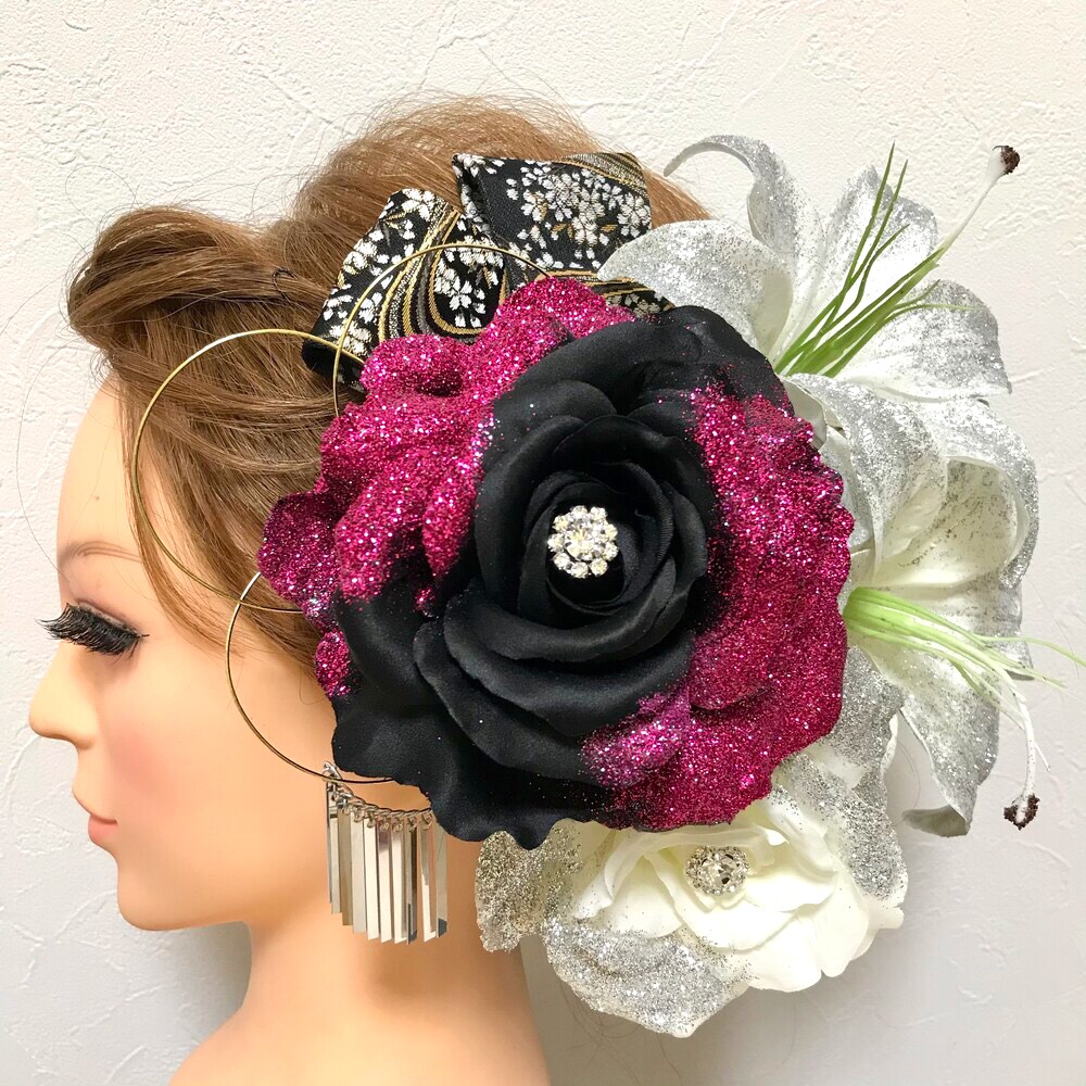 ピンクラメ　和装 髪飾り ヘッドドレス✾