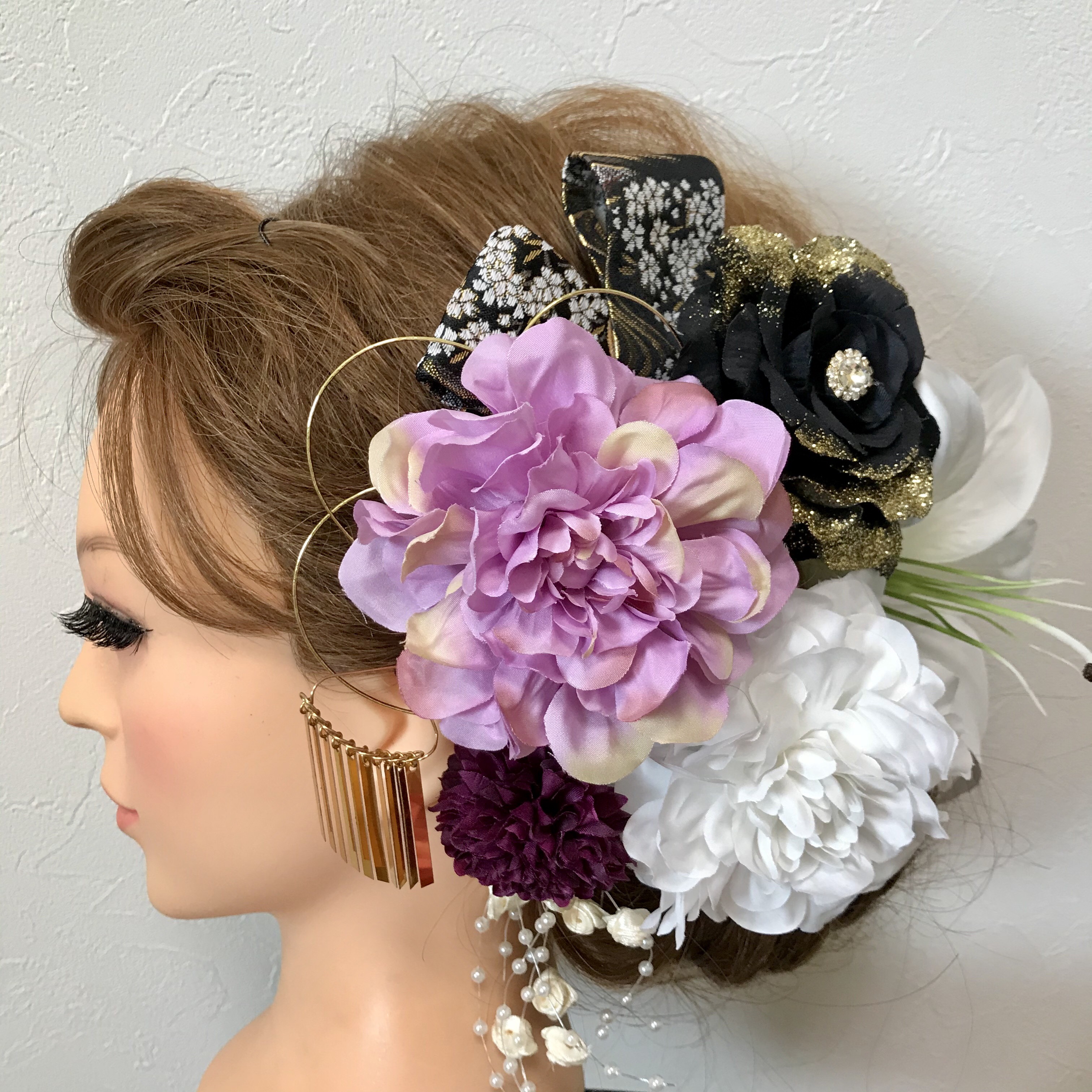 紫　豪華ヘッドドレス