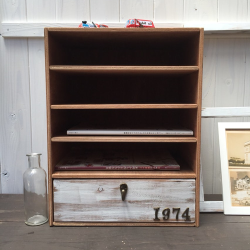 レトロ アンティーク 回転式木製 カルテケース 書類棚 飾り棚