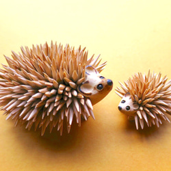 ハリネズミの親子 立体・オブジェ 工房kokimoku 通販 7345743｜Creema