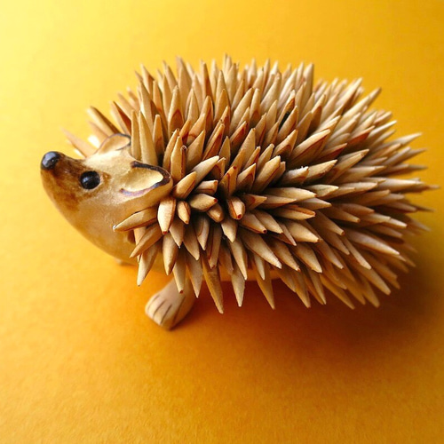 ハリネズミの親子 立体・オブジェ 工房kokimoku 通販 7345743｜Creema