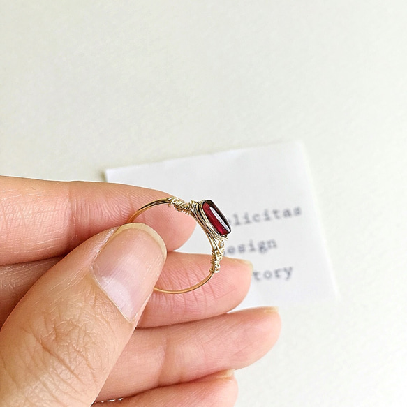 14kgf：wire ring：garnet 2枚目の画像